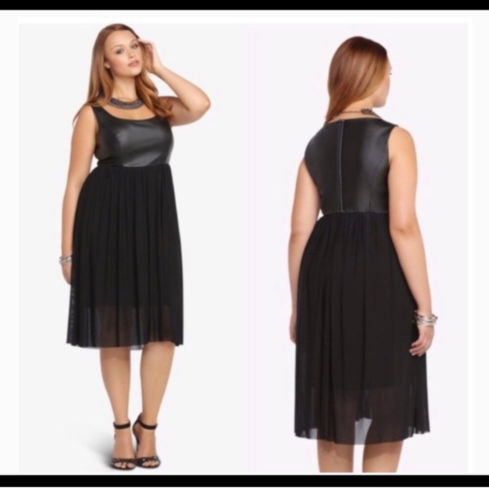 Torrid Faux leather and chiffon midi dress.  Sz 26